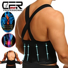 Adjustable Back Brace Lumbar Support Belt with Suspenders Heavy Duty Lift