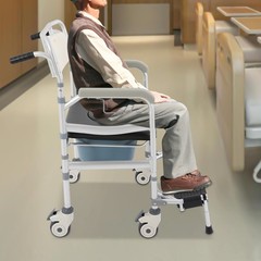 Rolling Shower Wheelchair Foldable Height Adjustable Toilet Chair 380 lbs