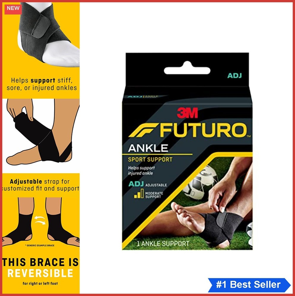 Adjustable Ankle Support Neoprene Brace Moderate Compression Stiff Sore Injury