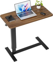 Overbed Bedside Table with Wheels, Adjustable Hospital Over Bed Table, Rolling L
