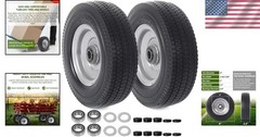 2-Pack 8-Inch Solid Wheel Replacement – Flat Free Tire with Alloy Steel Rim