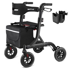 MAXWALK All-Terrain Rollator Walker w/ Non-Pneumatic Tire 4x 8” Rubber Wheel USA