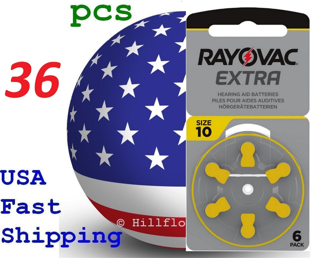 36 pcs A10 10 Size 10 PR70 Rayovac Extra Card 1.5V Zinc Air Hearing Aid Battery