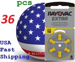 36 pcs A10 10 Size 10 PR70 Rayovac Extra Card 1.5V Zinc Air Hearing Aid Battery