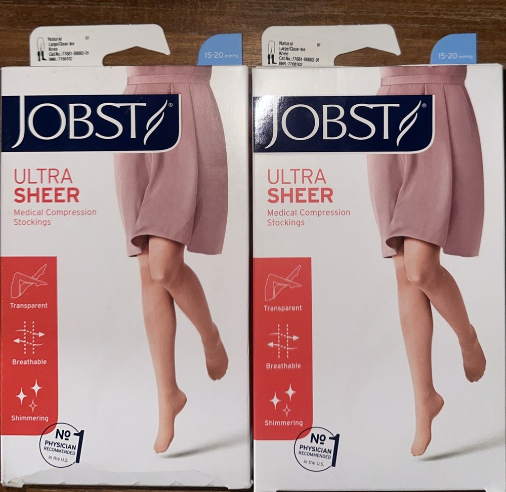 Jobst Ultra Sheer Medical Compression Stockings – Natural Large 15-20mmHg Lot 2