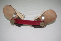 Adjustable Children’s Clubfoot Aluminum Brace with Vintage White Leather Shoes