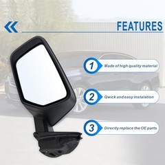 Left Driver Side Mirror Compatible With 2014 2015 2016 2017 2018 L-3Pins Black