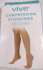 VIVE COMPRESSION STOCKINGS L LARGE Beige 15-20 MMHG. Bx1