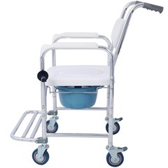 Bedside Commode Chair Transport Shower Wheelchair Toilet Rolling Transport Chair