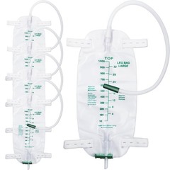 5 Pack 1000ml Leg Bag with 18″ Tubing, Adjustable Straps, Easy Drain, Anti-Re…