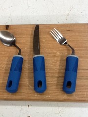 Adaptive Utensils 3pcs Spoon Fork Knife Set Curved Weighted for Arthritis