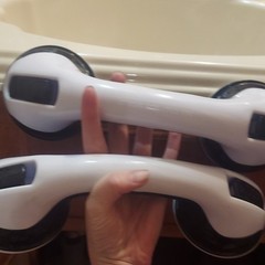 2-Pack White & Black Portable Suction Cup Grab Bars Bathroom Shower/Tub