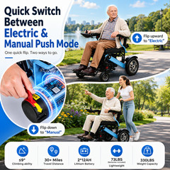 Only 16lbs Ultralight weight Foldable Transport Wheelchair, Double Handbrake