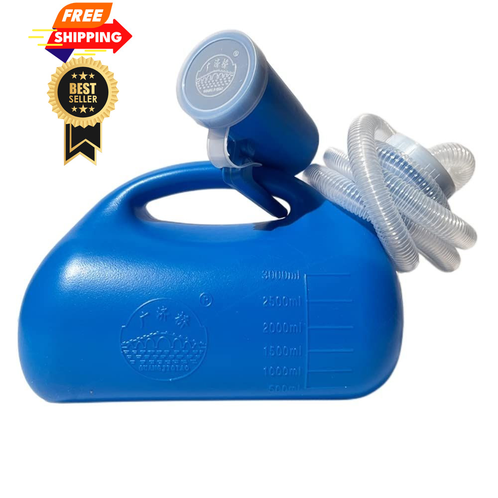YUMSUM 3000ML Large Male Urinal,YUMSUM Portable Mens 3000 ML, Blue With Hose