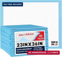 AbsorbEase® Disposable Underpads 23“ X 36“ (30-Count) Incontinence Pads, Chux,