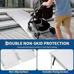 2/3/4/5/6/7/8 FT Folding Aluminum Wheelchair Ramp Mobility Ramp 600 lbs Non-Slip