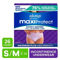 2 Pack Always Discreet Womens Underwear S M 26Ct MaxiProtect Max Plus Absorbenc