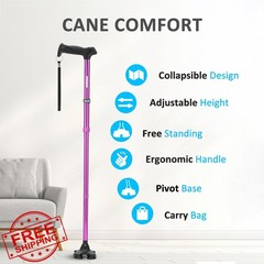 rehand Purple Walking Cane Foldable Adjustable