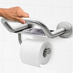 Grab Bar Toilet Paper Holder Combo, 3-in-1 Bathroom Grab Bar with Paper Holder