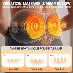 Rechargeable 3-in-1 Electric Lumbar Support Pillow & Triple Fusion Back Massager