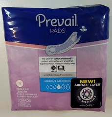 180 Prevail Bladder Control Pad, 9.25″ Regular, Moderate Absorbency BC-012