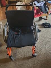 Quickie M6 Manual Wheelchair Orange/Black w/ JAY Fusion Cushion, Seat Belt