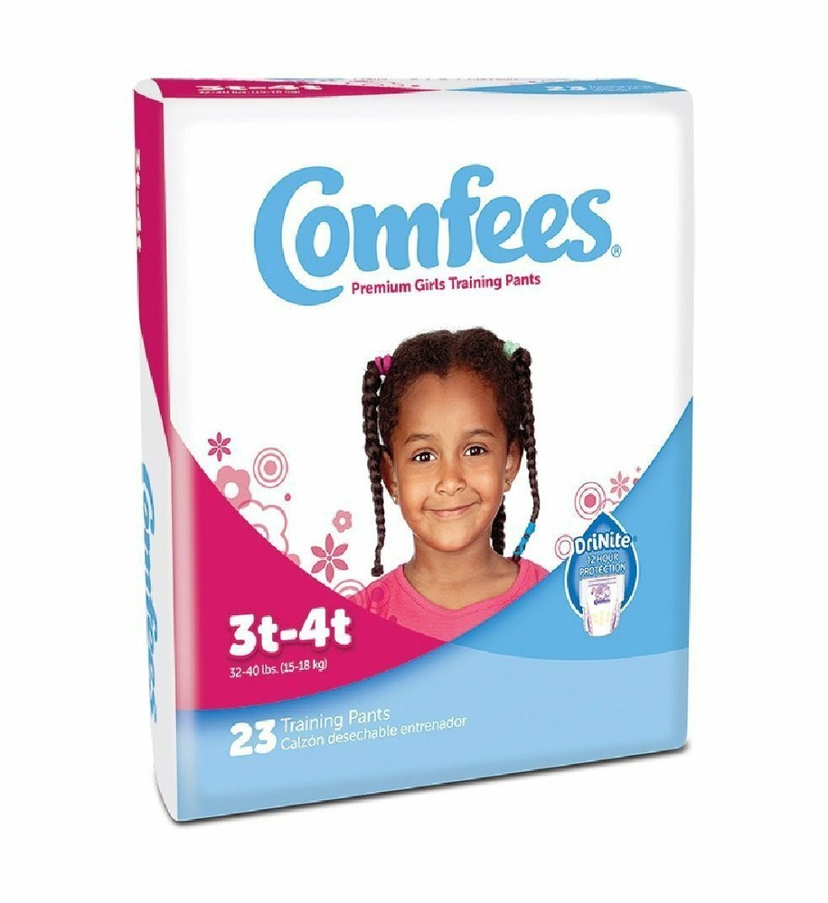 Comfees Girl Training Pants Size 3T-4T, 32 to 40 lbs. -Bag of 23