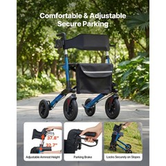 Uimoso Compact 3-Fold Rollator Walker for Seniors, Supports Up to 300 lbs