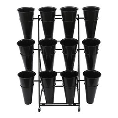 Flower Display Stand, 3-tier Flower Holder, Flower Display Stand with 12 Pieces