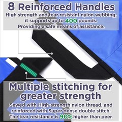 72″x40″ Positioning Bed Pad with Reinforced Handles Reusable Washable Blue