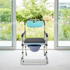 Shower Chair With Wheels Elderly Foldable Commode Chair Toilet Chair 330.69lbs