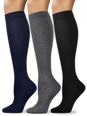 Women’s Soft Combed Cotton Knee Medium-Large Assorted Black Gray Navy Blue