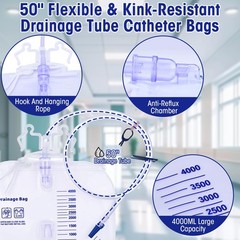 4000ml Urinary Drainage Bag, 3 Pack Catheter Bags for Women and Men, Professi…
