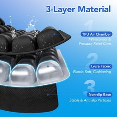 RUIERS Inflatable Seat Cushion 34 Air Cell Travel Air Nozzle Hemorrhoid Tailbone
