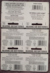 Kirkland Size 13 Hearing Aid Batteries 40 Pack Best By 08/01/16