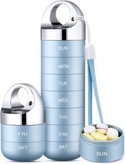 Zannaki Metal Travel Pill Organizer – Waterproof, 7-Day Pill Case