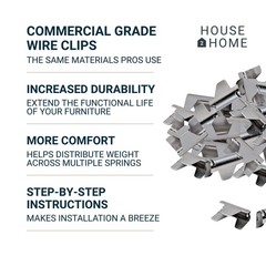 House2Home 40 Pack Upholstery Stay Wire Clips for Sofa, 40 Count, Silver