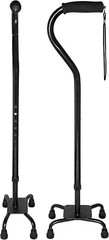 RMS Quad Cane – Adjustable Walking Cane with 4-Pronged Base for Extra Stability