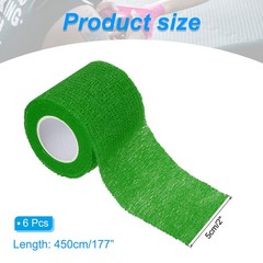 6Pcs 2″ x 177″ Self Adhesive Bandage Wrap Elastic Self Tape Emerald Green