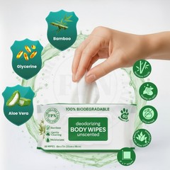 No Rinse Bathing/Shower Wipes Unscented Body Wipes Bamboo & aloe-240/1440 CT-FPN