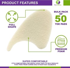 Mars Wellness Full Foam Toe Separators – Toe Spacers For Corn, Blisters Relief –