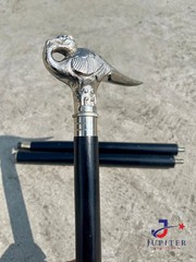 Victorian Antique Brass Hercules Swan Handle Walking Stick wooden Walking Cane