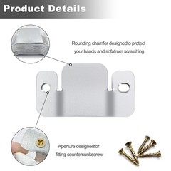 DEEPDREAM 4 Pcs Sectional Couch Connectors Metal sliver-4psc, 4pcs