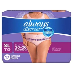 Always Discreet Adult Incontinence Underwear for Women Postpartum , XL,17 CT