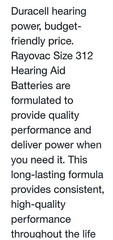 Rayovac Duracell Power Size 312 Hearing Aid Batteries 3 Pks 6 In Each Exp 11/29