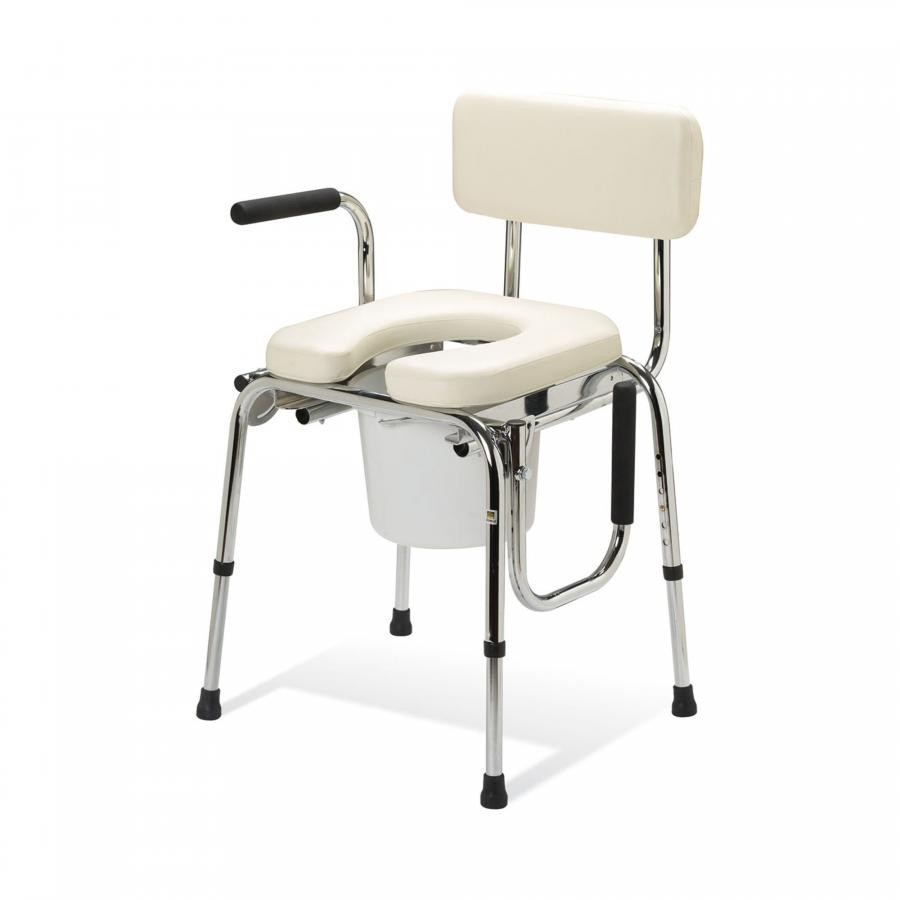 Medline Guardian Commode Chair, Padded, Drop-Arm, 350 Lb. Capacity, 1 Ct, G98204