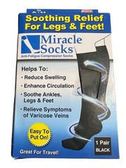 Miracle Socks Anti-Fatigue Compression Socks Black Unisex Size S/M