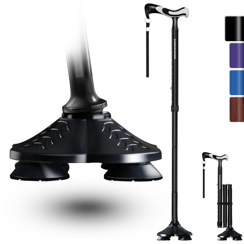 KingPavonini Walking Cane for Men Women 17.32″L x 5.91″W x 4.53″H, Black