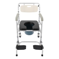 172kg/380lbs Bedside Commode Toilet Chair Shower Wheelchair for Adult Elderly