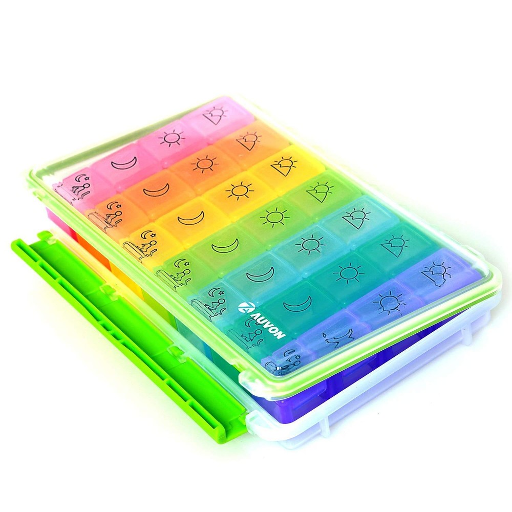 iMedassist Weekly AM/PM Pill Box, Portable Travel Pill Organizer (7-Day / 4-Time
